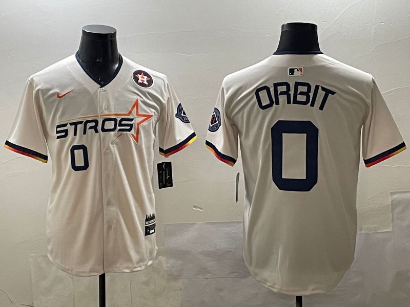 Men Houston Astros #0 Orbit Cream Three generations Joint Name 2025 Nike MLB Jersey style 3->houston astros->MLB Jersey